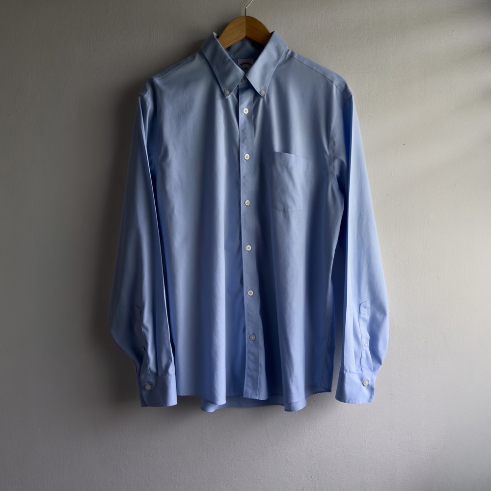 Brooks Brothers Wrinkle Free Button Down Dress Shirt Mens L Blue Preppy Office